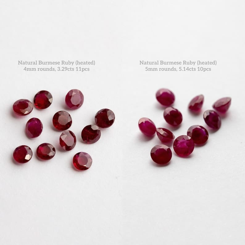 4mm & 5mm Natural Red Ruby Burma Burmese Parcel Price per Carat