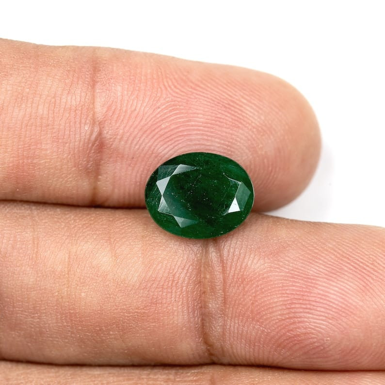 3.24ct Deep Bottle Green Natural Emerald Zambia Oval