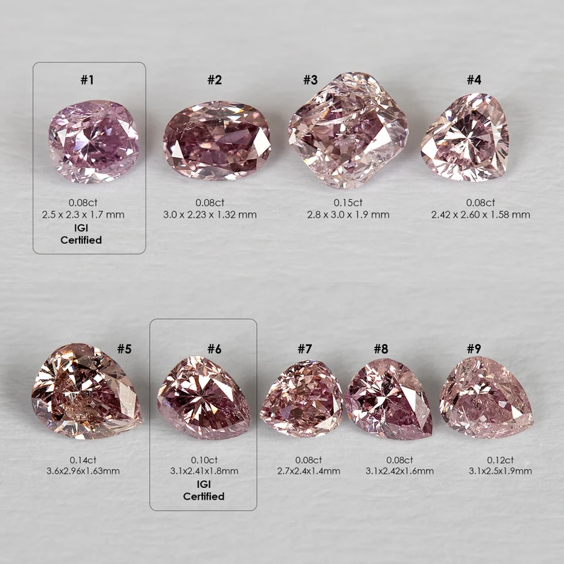 Untreated Natural Pink Diamonds Parcel by selection|Argyle|Custom Jewelry|Fancy Diamond|Pink Diamond|Fancy Pink|