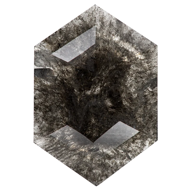 3.47ct. Untreated Natural Gray Diamond Fancy Geometric Hexagon Shape Salt and Pepper