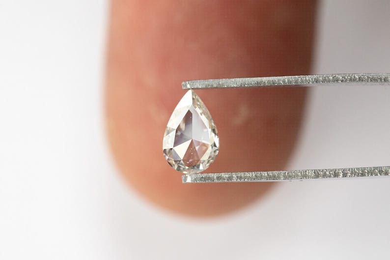 0.43ct Untreated Natural White Diamond Rose Cut Pear L SI2 Solitaire|Earthmined|Real|Custom Jewelry|Jewelry Maker|Fancy Cut|Special Cut|