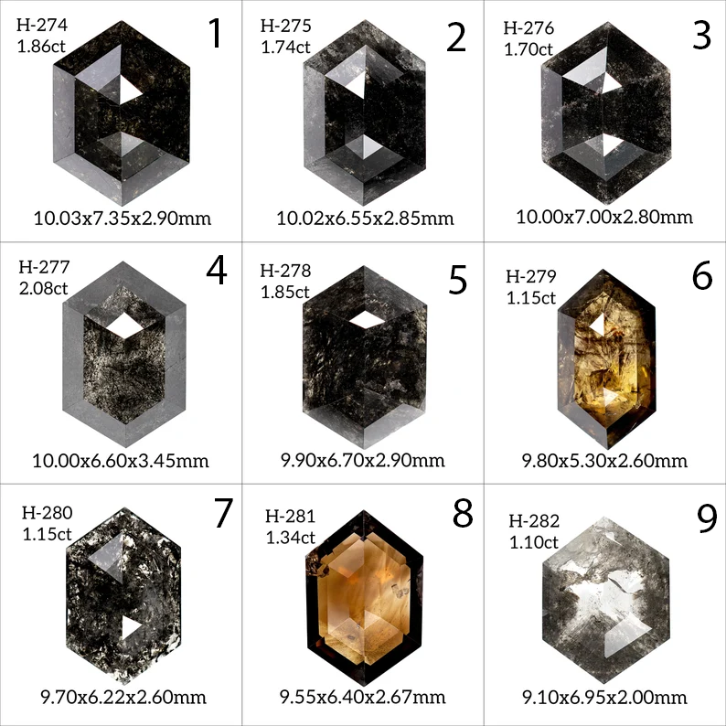 Select from Untreated Fancy color Natural Diamonds Hexagon Geometric Shape 9pcs Parcel