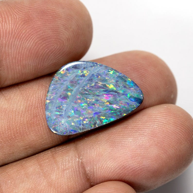 BIG 6.70ct Natural AusBIG 6.70ct Natural Australian Opal Doublet rainbow colors flashingtralian Opal Doublet rainbow colors flashing