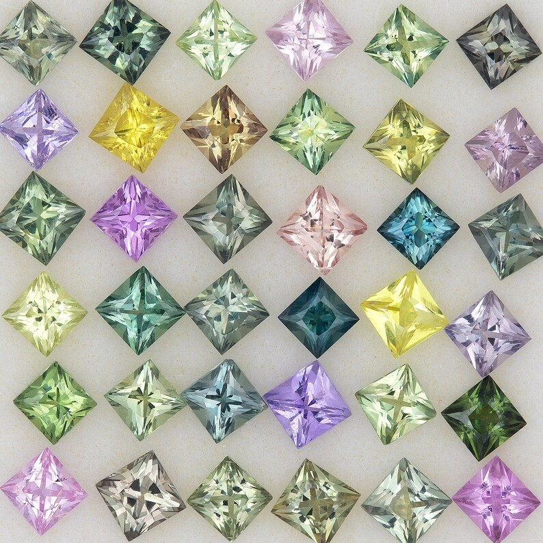 2.5mm Natural Sapphire Princess Multi color Pastel Shades Square|high end|Calibrated|Pink