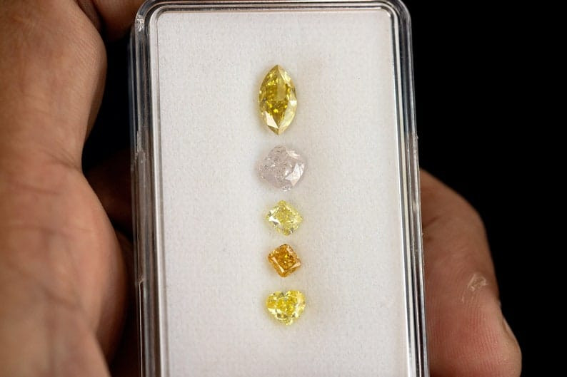 Select any from beautiful fancy color Untreated Natural Diamonds 3 pcs parcel|Vivid|Orange|Pink|Intense|Yellow|Heart