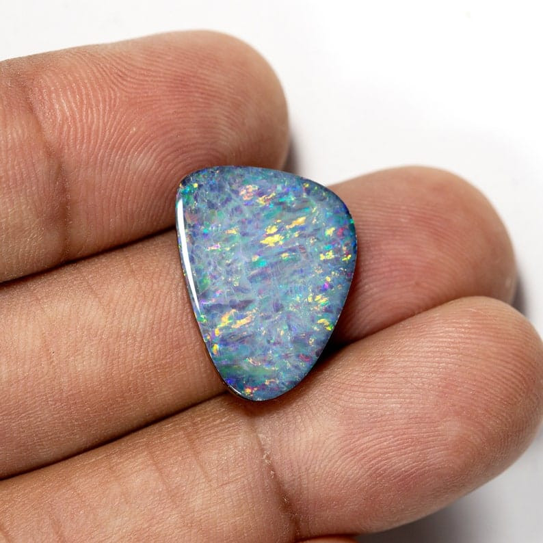 BIG 6.72ct Natural Australian Opal Doublet rainbow colors flashing