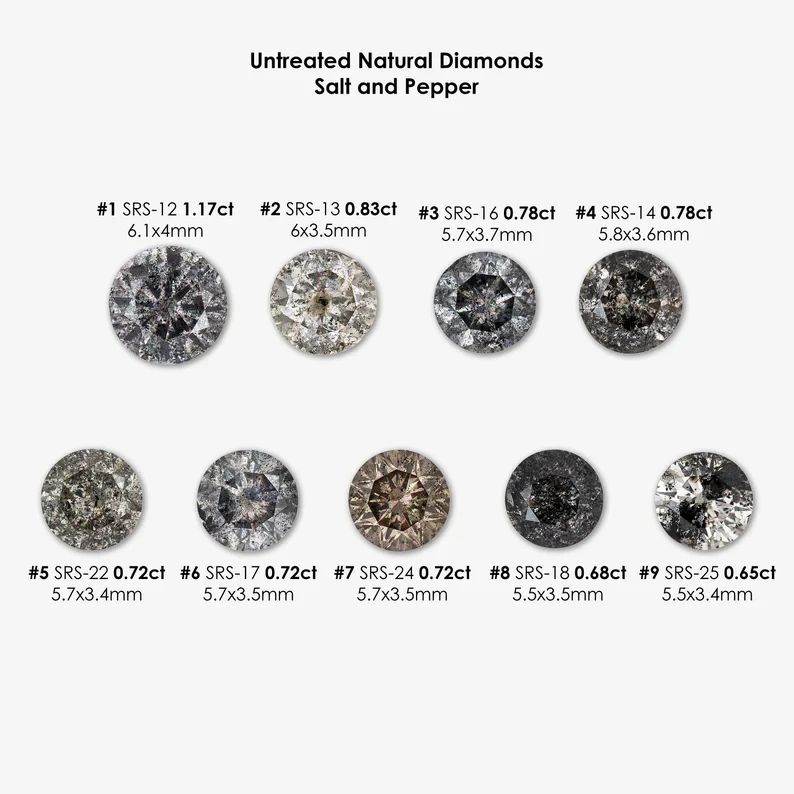 Select any from Untreated Natural Diamonds Round Shape Fancy Black, Salt & Pepper|Champagne diamond|Gray|Ice|Rustic|earthmined