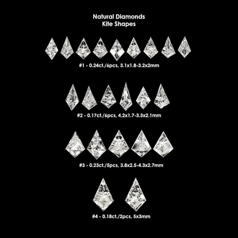 Select any Set from Untreated Natural White Diamonds Fancy Kite Shape|Geometric Shape diamond|Diamond Earrings|Jewelry maker|RARE|Fancy Cut