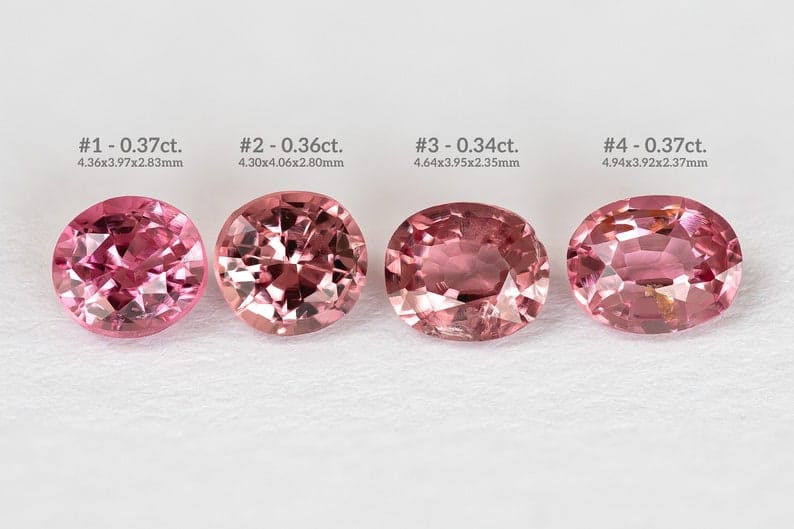 Select from Unheated Natural Spinel Vietnam Pink Orange 4pcs Parcel|vietnamese|untreated|oval|eathmined|padparadscha|selection