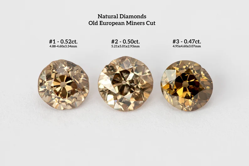 Select from Untreated Natural Brown Diamonds Old Miners cut round|old mine cut|european mine cut|european miners cut|mine cut|old cut|