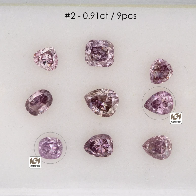 0.91ct/9pcs Untreated Loose Natural Pink Diamonds Mix Shapes Parcel Wholesale|Argyle|Custom Jewelry|Fancy Diamond|Pink Diamond|Fancy Pink|