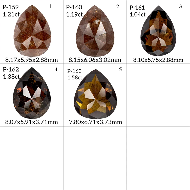 Select from 9pcs parcel of Natural Fancy Color Diamonds Pear Shapes