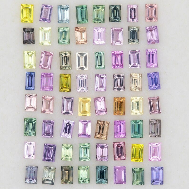 3x2mm Natural Sapphire Baguette Multi color Pastel Shades Rectangle|high end|Calibrated|Pink Sapphire|Violet Sapphire|Blue Sapphire|Green|