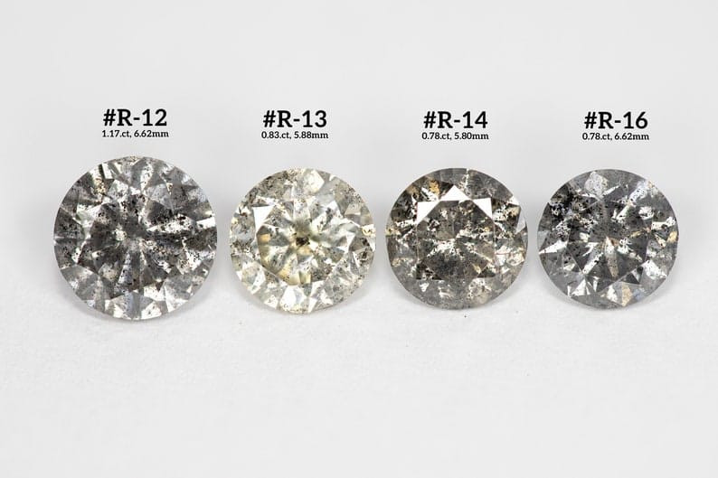 Select any from Natural Salt and Pepper Diamonds round brilliant parcel|gray|grey|salt & pepper|earthmined diamonds