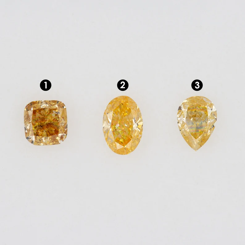 Select any from 3 pcs of Untreated Natural Fancy Yellow Diamonds Premium Collection|Cushion|Oval|Pear|Selection|Collection|High End|