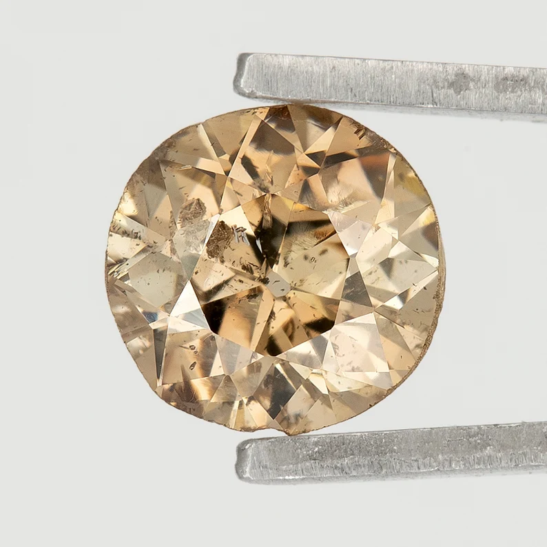 0.50ct 5.25mm I1 Untreated Fancy Champagne Loose Natural Diamond European Old Mine Cut Round Solitaire|Brown|Fancy|Custom Jewelry|Old cut|