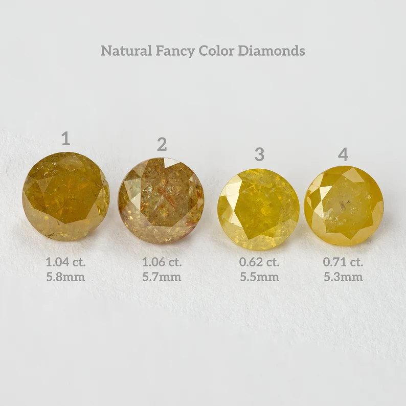 Select from Fancy Brown & Fancy Yellow Natural Diamonds Round Brilliant