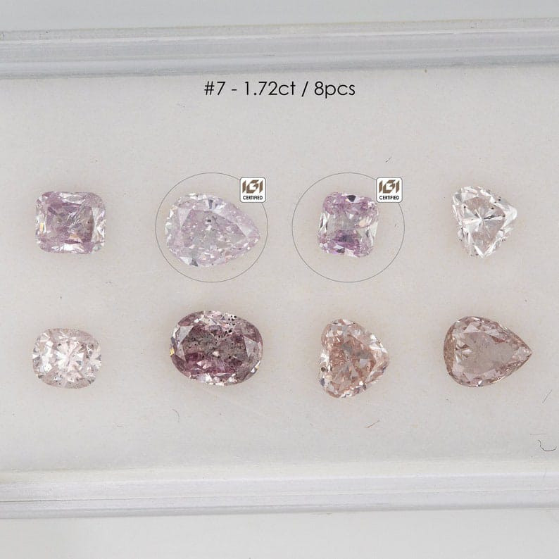 1.72ct/8pcs Untreated Loose Natural Pink Diamonds Mix Shapes Parcel Wholesale|Argyle|Custom Jewelry|Fancy Diamond|Pink Diamond|Fancy Pink|